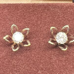 Vintage Whitehall ~Cubic Zirconia  Earrings~Prong~ Bronze/ Gold Tone~New In Box